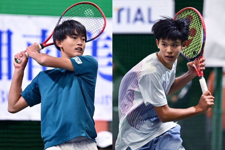 決勝は全日本ジュニア16歳以下王者の川西（左）が終始高い集中力でプレーし、岡部（右）に勝利した。(C)Yoshiʼs CUP／長浜功明