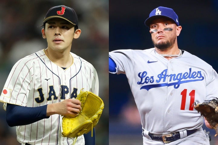 ドジャース入りを決断した佐々木（左）に同僚になるロハス（右）が漢気をみせた。(C)Getty Images