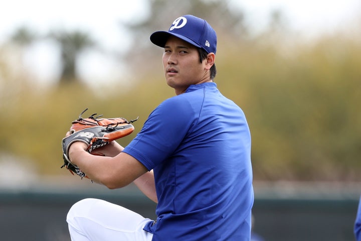 キャンプ２日目に休養を発表したドジャースの大谷。(C)Getty Images