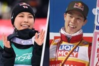 世界選手権の日本代表に選出された女子の高梨（左）と男子の小林（右）。(C)Getty Images