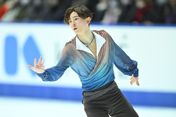 中田が世界ジュニア初の金メダルを獲得した。SP２位から逆転で頂点に立った。写真：金子拓弥（THE DIGEST写真部）