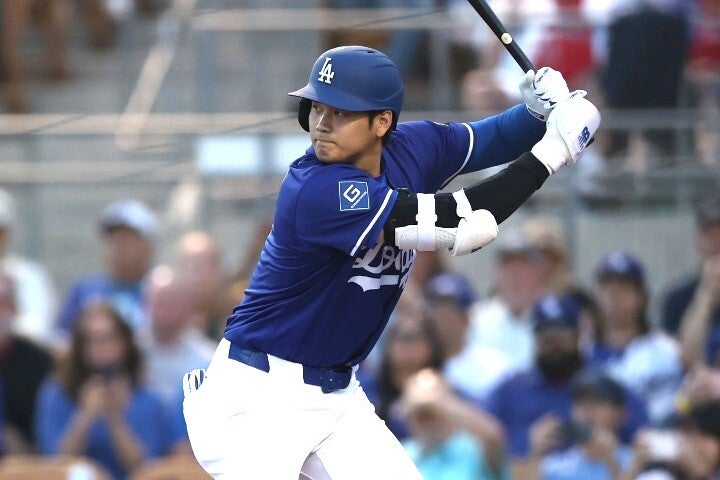 大谷は今季初の対外試合でいきなり初アーチを放った。(C) Getty Images