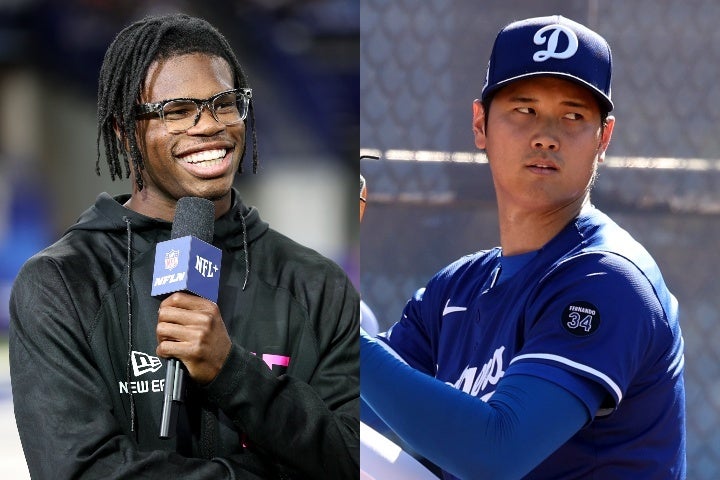 大谷（右）との比較を求められたハンター（左）。(C)Getty Images