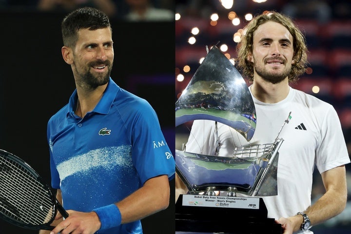 12度目のATP500決勝で勝利を収め初優勝を飾ったチチパス（右）に対し、ジョコビッチ（左）が送った祝福メッセージが話題となっている。（C）Getty Images