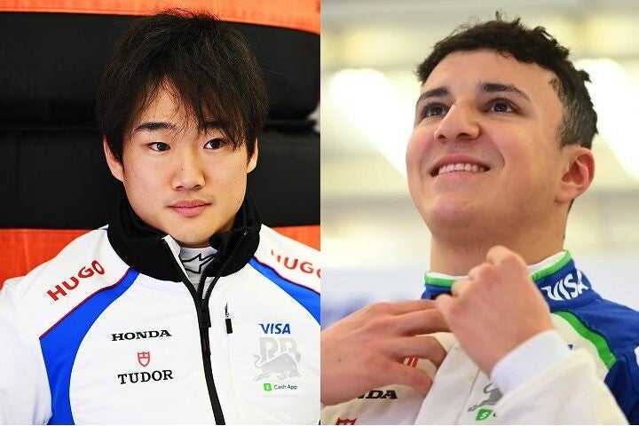 今季のレーシングブルズのドライバーを務める角田（左）とハジャー（右）。(C)  Getty Images