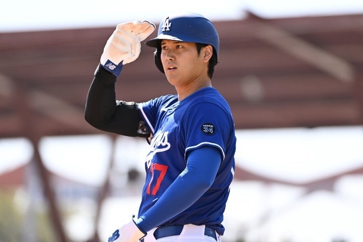 大谷を含むドジャースの選手たちはチャーター機で日本に向かった。(C) Getty Images