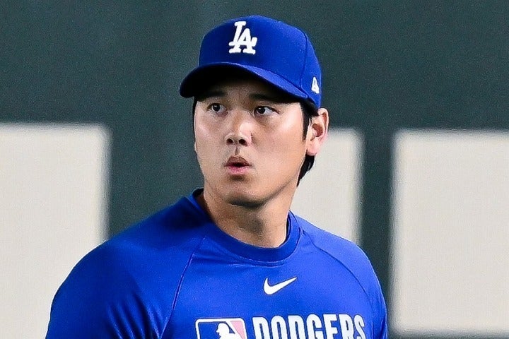 ファンの前で調整を行なった大谷。(C)Getty Images