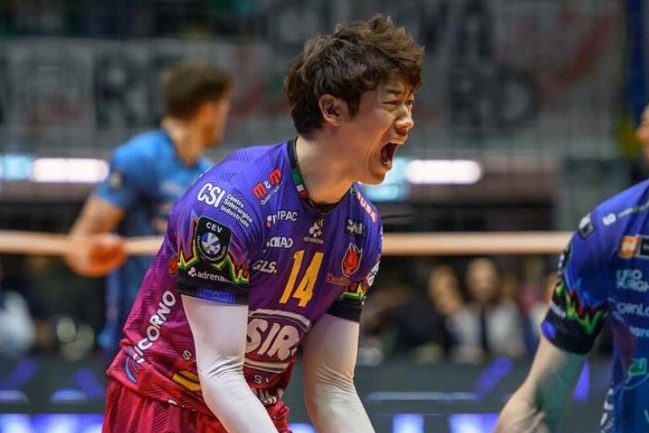 ペルージャの石川は途中出場ながら14得点を決め、チームを勝利に導いた。(C)Sir Susa Vim Perugia