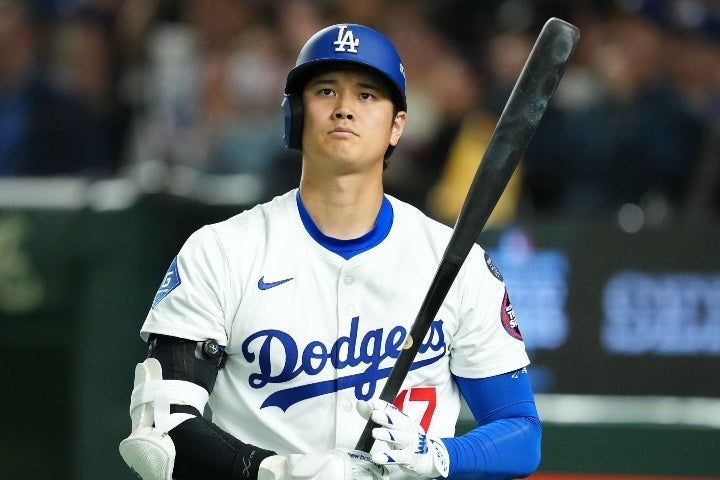 阪神とのOP戦に先発した大谷は２打数無安打に終わった。(C)Getty Images