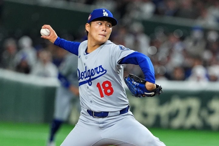 ドジャースの先発は山本由伸が登板した。(C)Getty Images