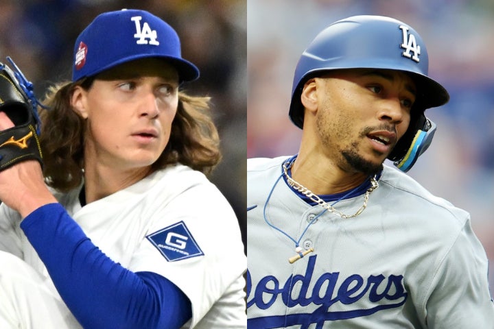 ドジャースのグラスノー（左）とベッツ（右）が、WBCへの参加を熱望した。(C)Getty Images