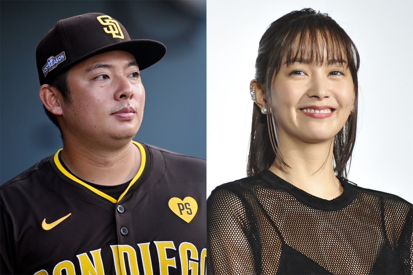 2018年に石橋さん（右）との結婚を発表した松井（左）。(C)Getty Images