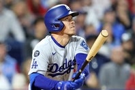 欠場した大谷翔平に代わって１番に入ったエドマンが、４打数３安打、１本塁打と活躍。(C)Getty Images