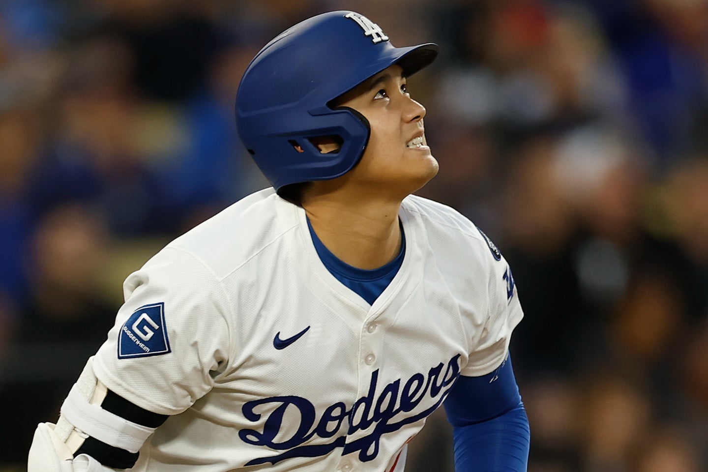 マーリンズ戦でパパ第１号を放った大谷。この日の入場曲は真美子夫人が選んだ日本の人気少女漫画だった。(C)Getty Images
