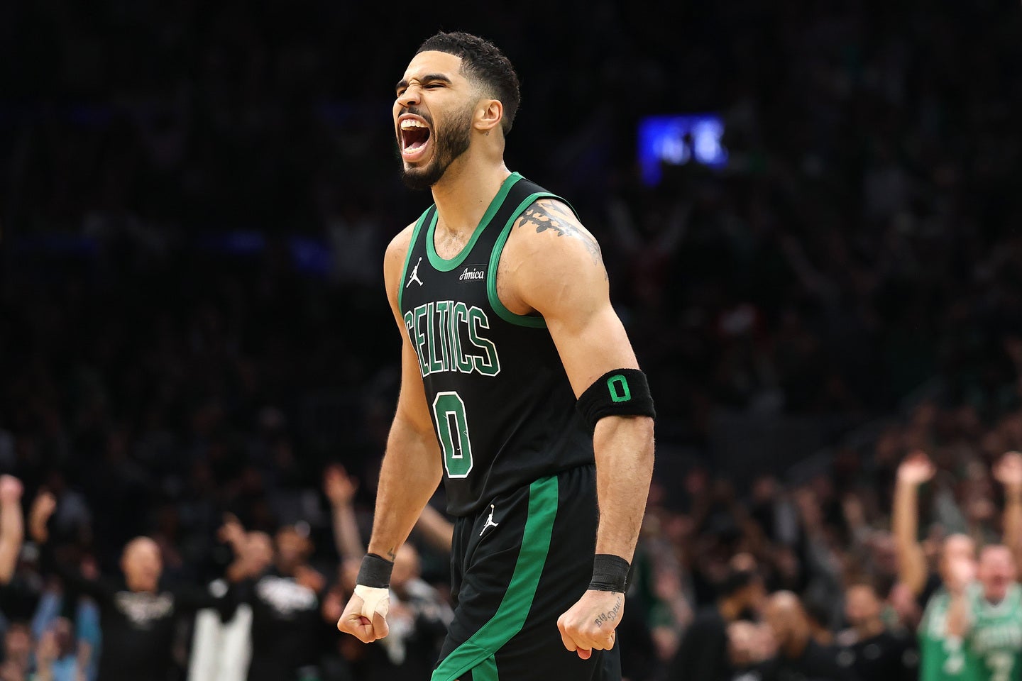 テイタムは2022年から３年連続オールNBA１stチームに選出、オールスターにも６年連続で出場している。(C)Getty Images