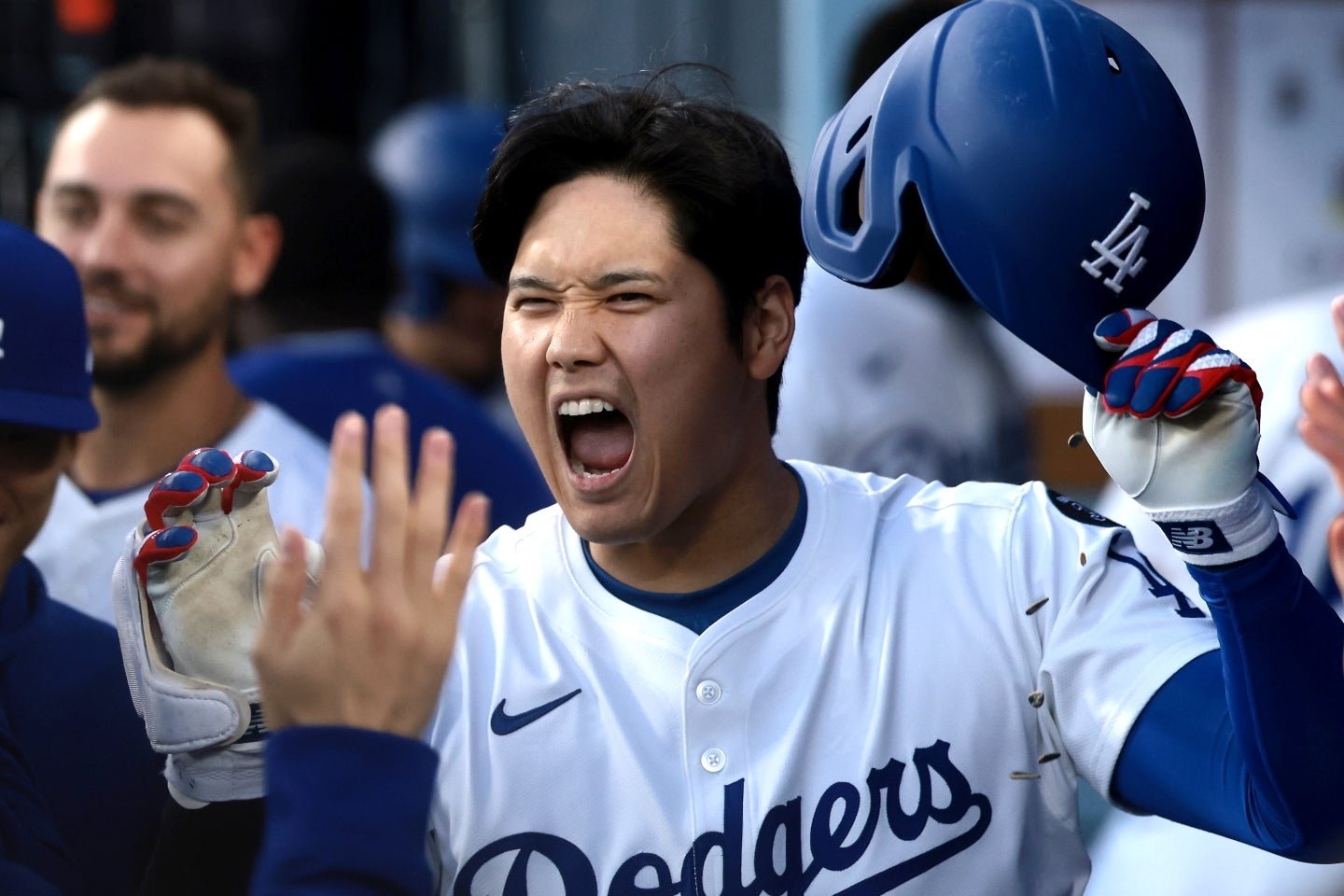 現地４月29日のマーリンズ戦で“父親第１号”となる７号アーチを放った大谷。(C)Getty Images