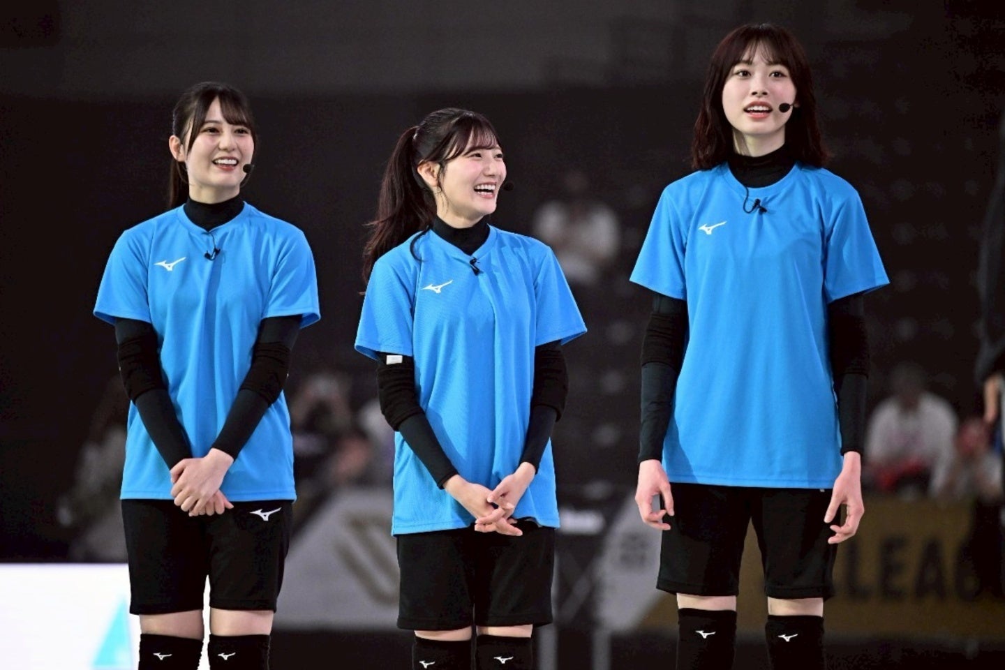 日向坂バレー部のメンバー。左から小坂菜緒さん、河田陽菜さん、髙橋未来虹さん。写真：金子拓弥（THE DIGEST写真部）