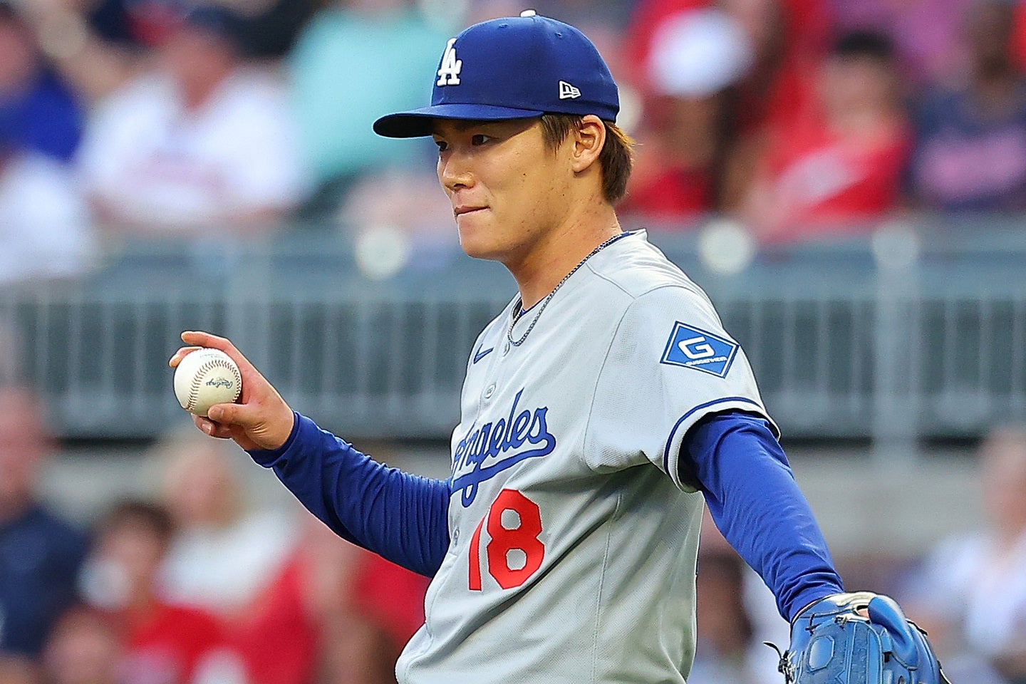ドジャースの山本由伸。敵地ブレーブス戦で今季４勝目を挙げた。(C)Getty Images
