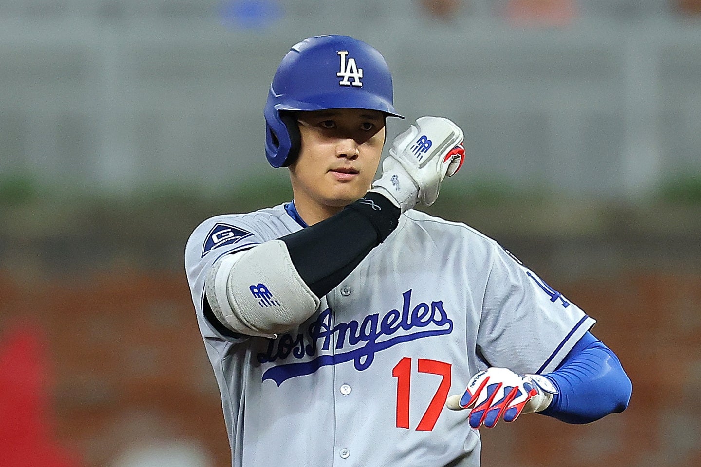 ６回表の第３打席に10号ソロを放ったドジャースの大谷。(C)Getty Images