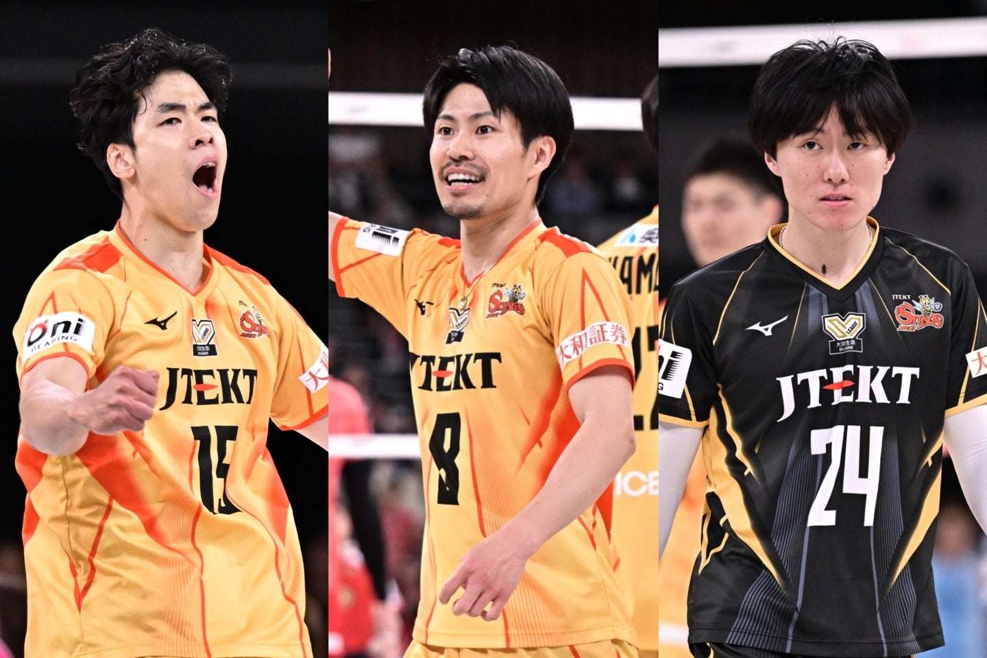 退団を発表した左から宮浦、関田、小川。日本代表の主軸でもある。写真：金子拓弥（THE DIGEST写真部）