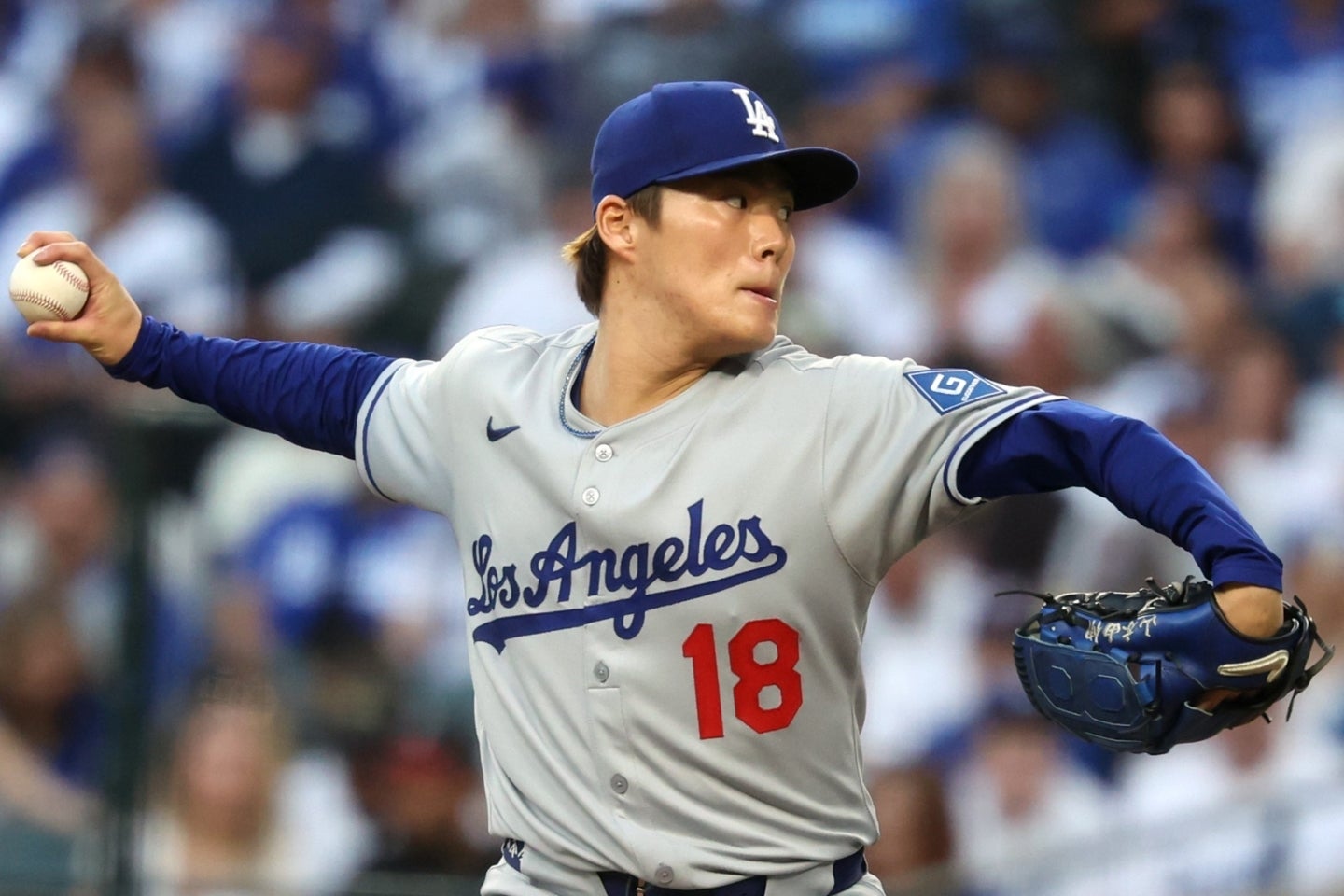 ５回を投げて５失点の山本が３敗目を喫した。(C)Getty Images