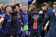 バルセロナとの大激戦を制して７度目のCL決勝進出を果たしたインテル（左）と、アーセナルを下して２度目のファイナルに辿り着いたパリSG（右）。(C)Getty Images