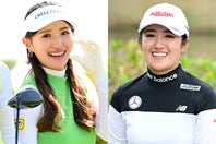 女子ゴルフの稲見萌寧(右）が臼井麗香（左）とのツーショット写真を公開し、ファンの間で話題だ。(C)Getty Images