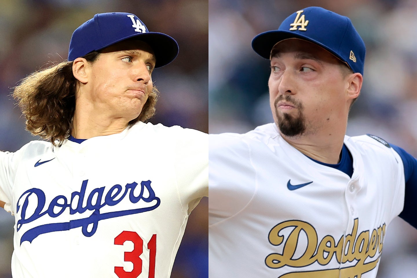 ドジャースの右腕グラスノー（左）と左腕スネル（右）。(C)Getty Images
