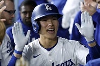 ９打席連続出塁で球団新人最長記録タイとしたキム・ヘソン。(C) Getty Images