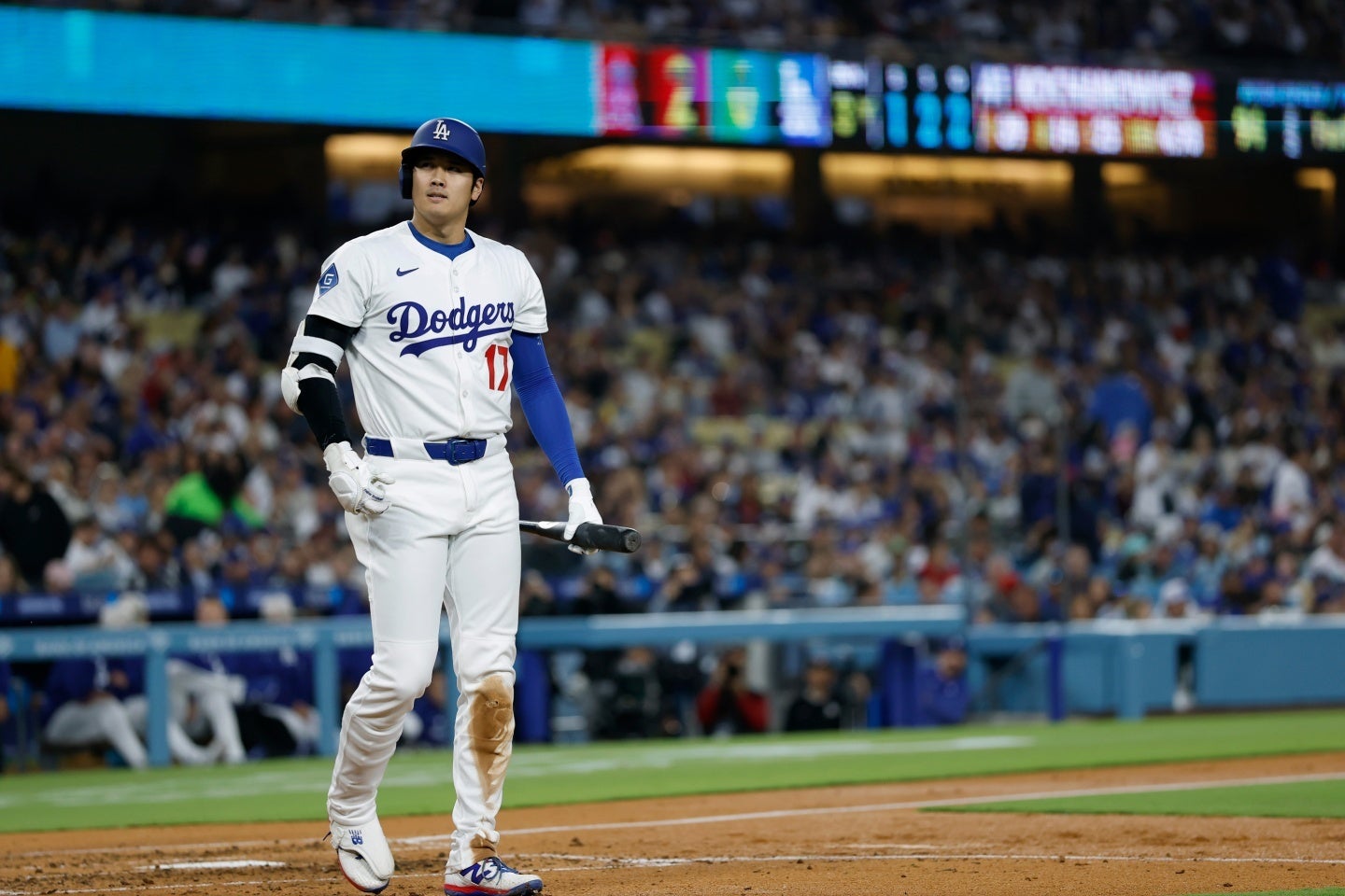 Dバックス戦に先発出場した大谷。客席に大物アスリートが観戦に訪れていた。(C) Getty Images