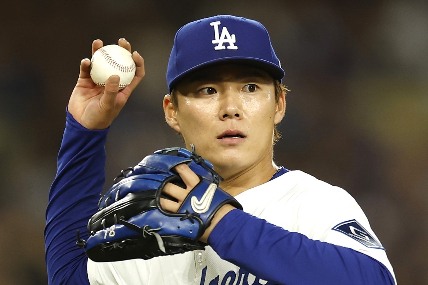 MLBの「先発投手ランキング」で10位に入った山本。(C)Getty Images