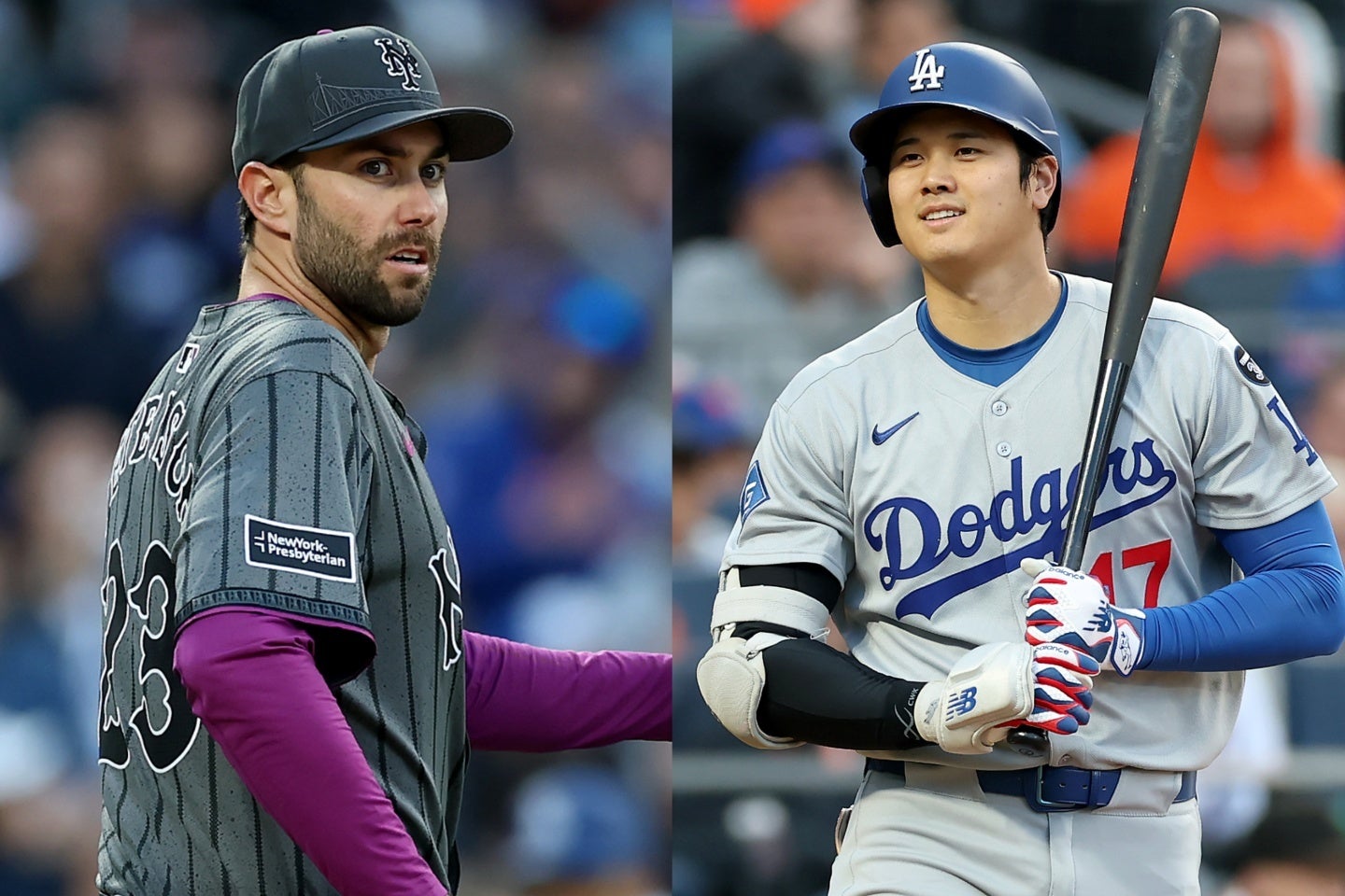 大谷（右）から３三振を奪ったメッツの左腕ピーターソン（左）。(C) Getty Images