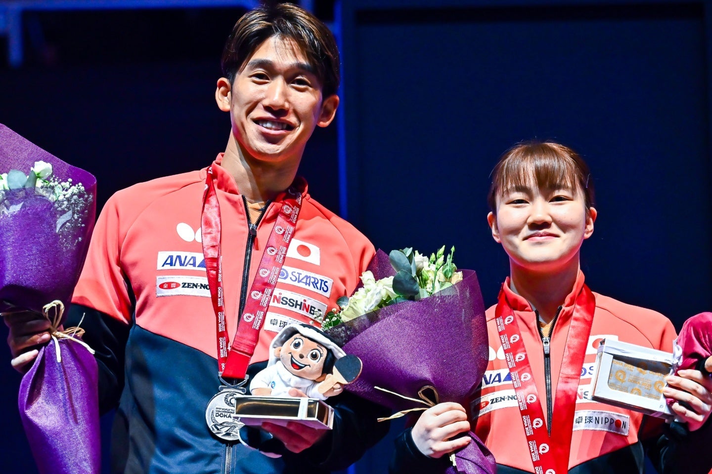 混合ダブルスで銀メダルを獲得した吉村（左）と大藤（右）の大吉ペア。(C)Getty Images