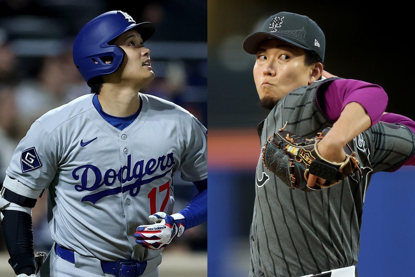 大谷（左）は初回に千賀（右）から先頭打者アーチを放った。(C) Getty Images