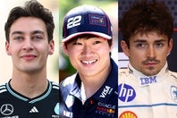 ラッセル（左）、角田（中央）、ルクレール（右）らが一挙集結した。(C)Getty Images
