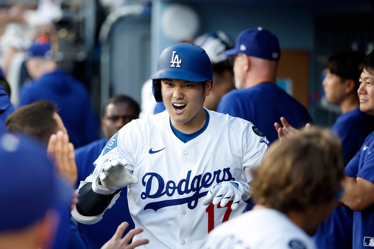 この日２本目のアーチを放ったドジャースの大谷。(C)Getty Images