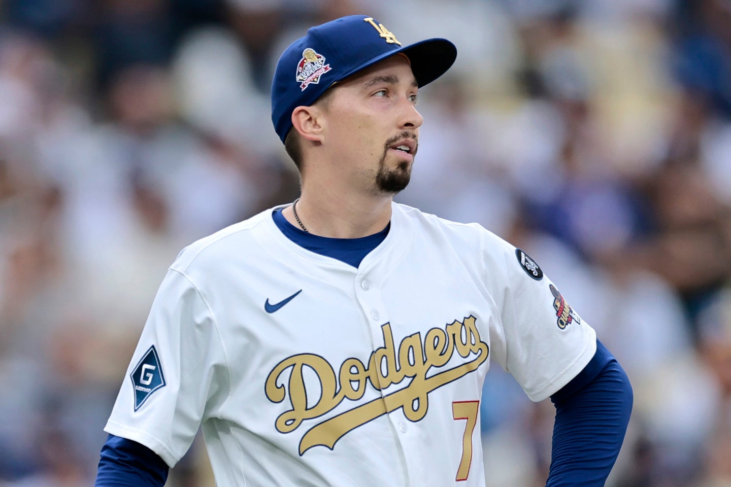 昨オフ５年１億8200万ドルでドジャースに入団したスネル。左腕は今季僅か１勝しか挙げていない。(C)Getty Images