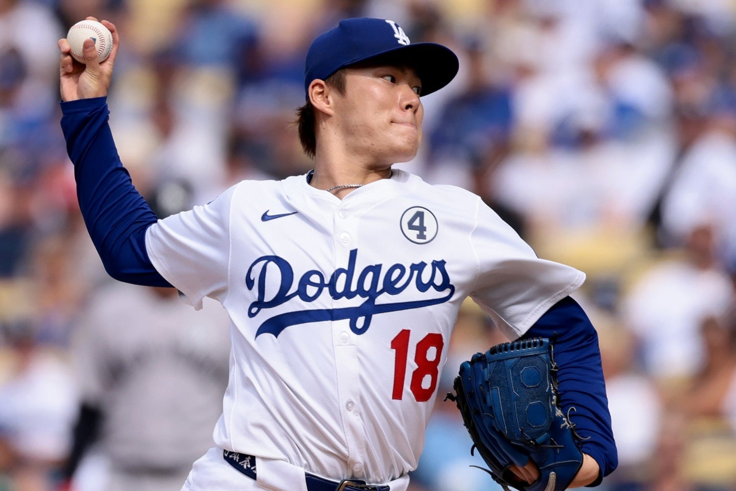 ヤンキース戦に先発した山本。今季最短でKOされた。(C)Getty Images