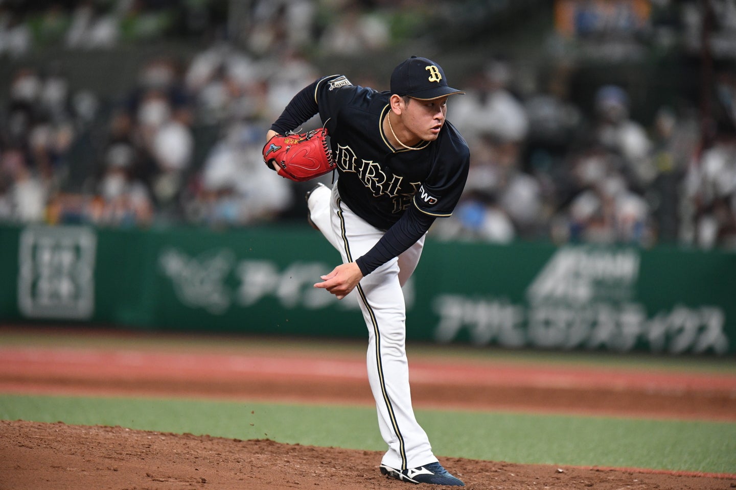 オリックスのエース左腕・宮城大弥。妹の弥生さんがタレントの菊池柚花さんと現地で試合を観戦したことを報告した。写真：THE DIGEST写真部