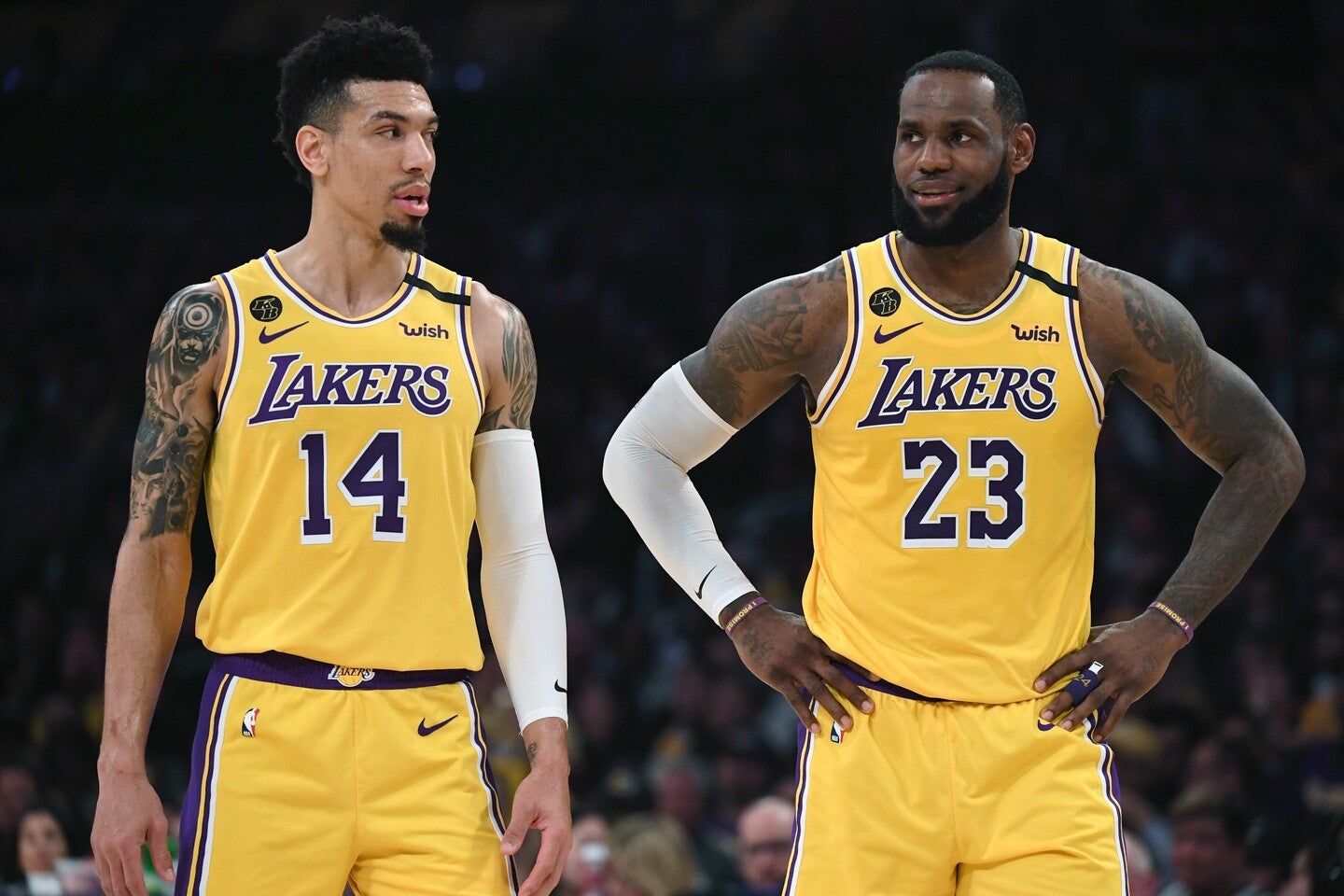 グリーン(左)がレブロンと同じチームでプレーする難しさを語った。(C)Getty Images
