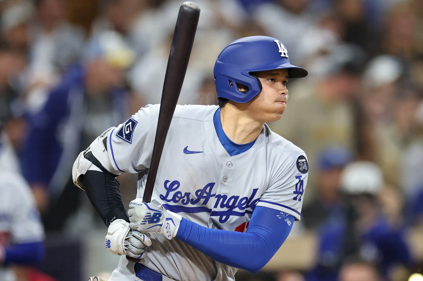 ドジャースの大谷翔平。この日は３打数１安打１三振で途中交代となった。(C)Getty Images