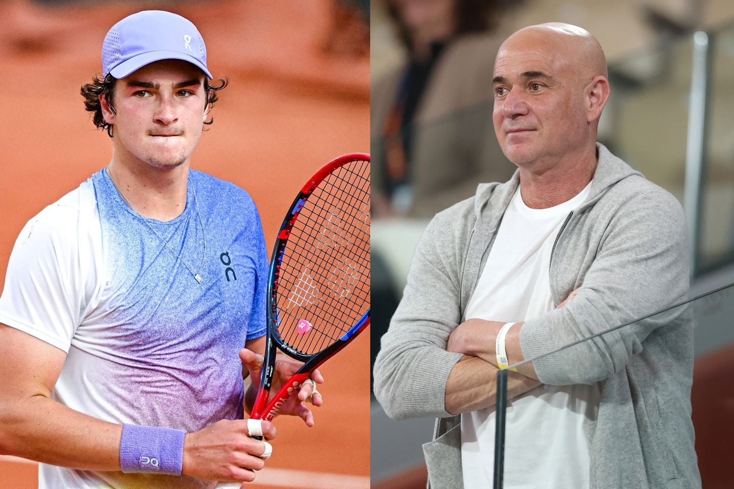 男子テニスのトップ選手が集う団体戦「レーバーカップ」に初選出されたフォンセカ（左）に世界選抜チームを率いるアガシ監督（右）が大きな期待を寄せている。(C)Getty Images