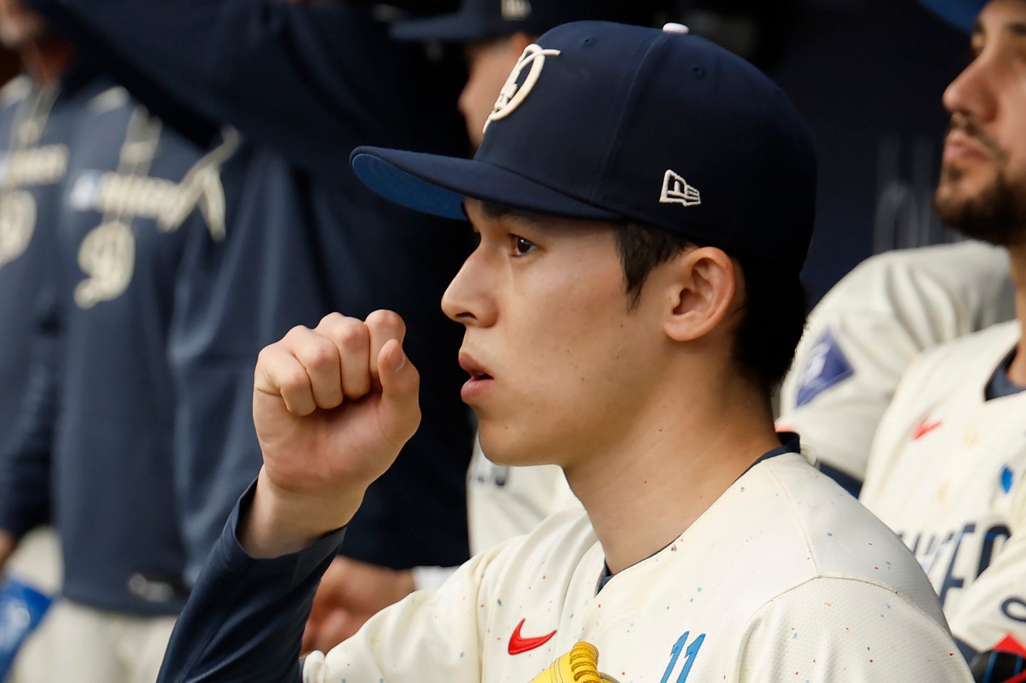故障離脱中のドジャースの佐々木朗希。(C)Getty Images