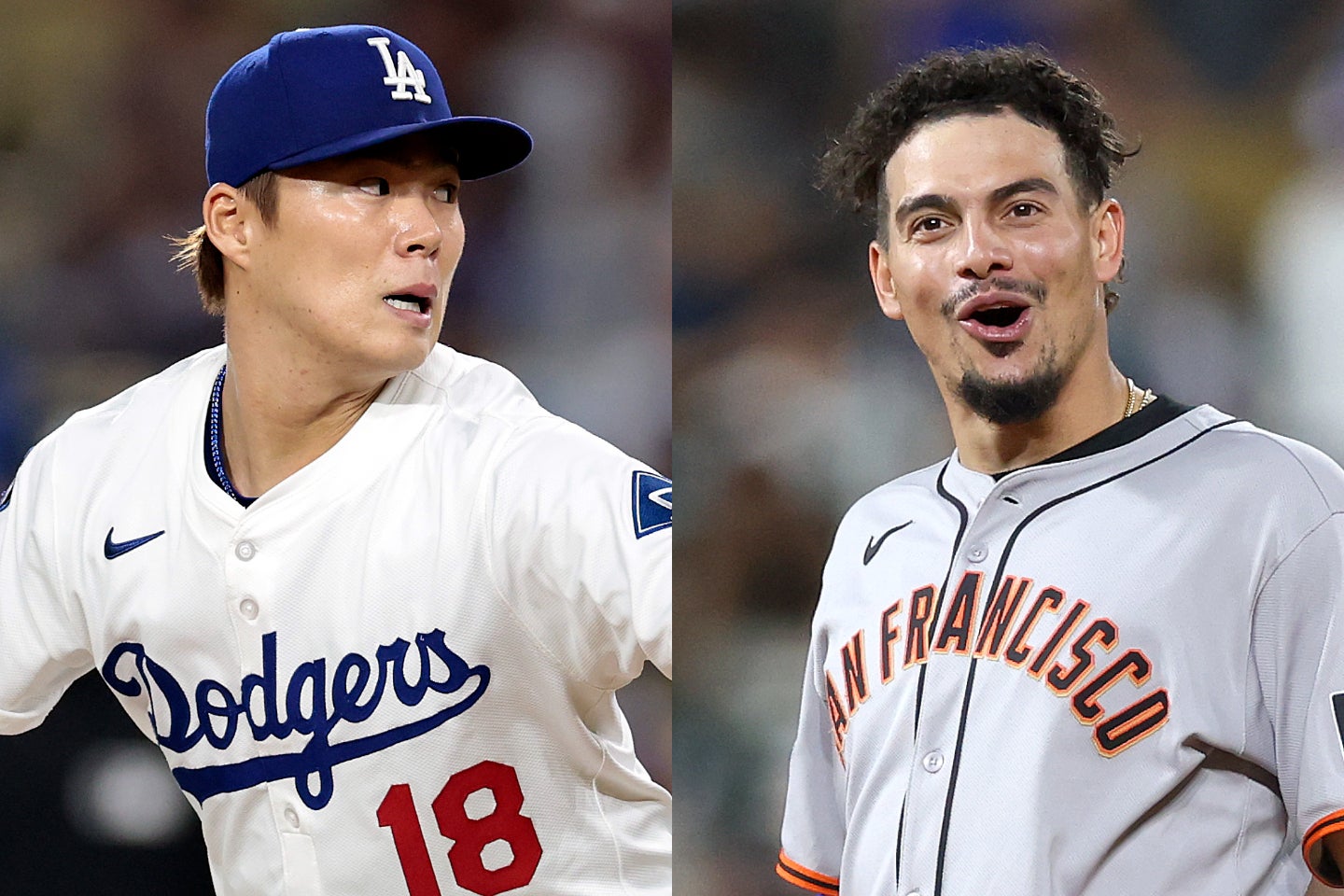 山本由伸(左)から先制ソロホームランを放ったウィリー・アダメス（右）。(C)Getty Images