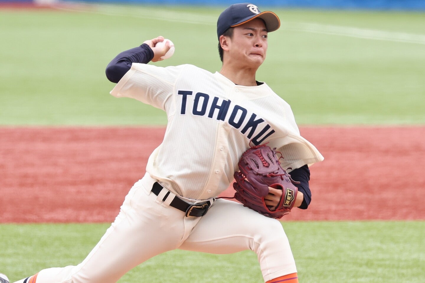 東北福祉大では堀越に注目が集まっていたが、この桜井の投球も素晴らしかった。写真：山手琢也