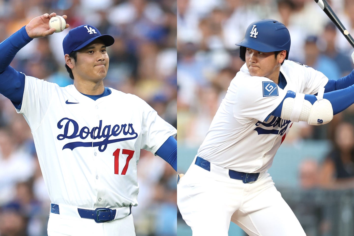 ドジャースの選手として、初めて二刀流を披露した大谷。(C)Getty Images