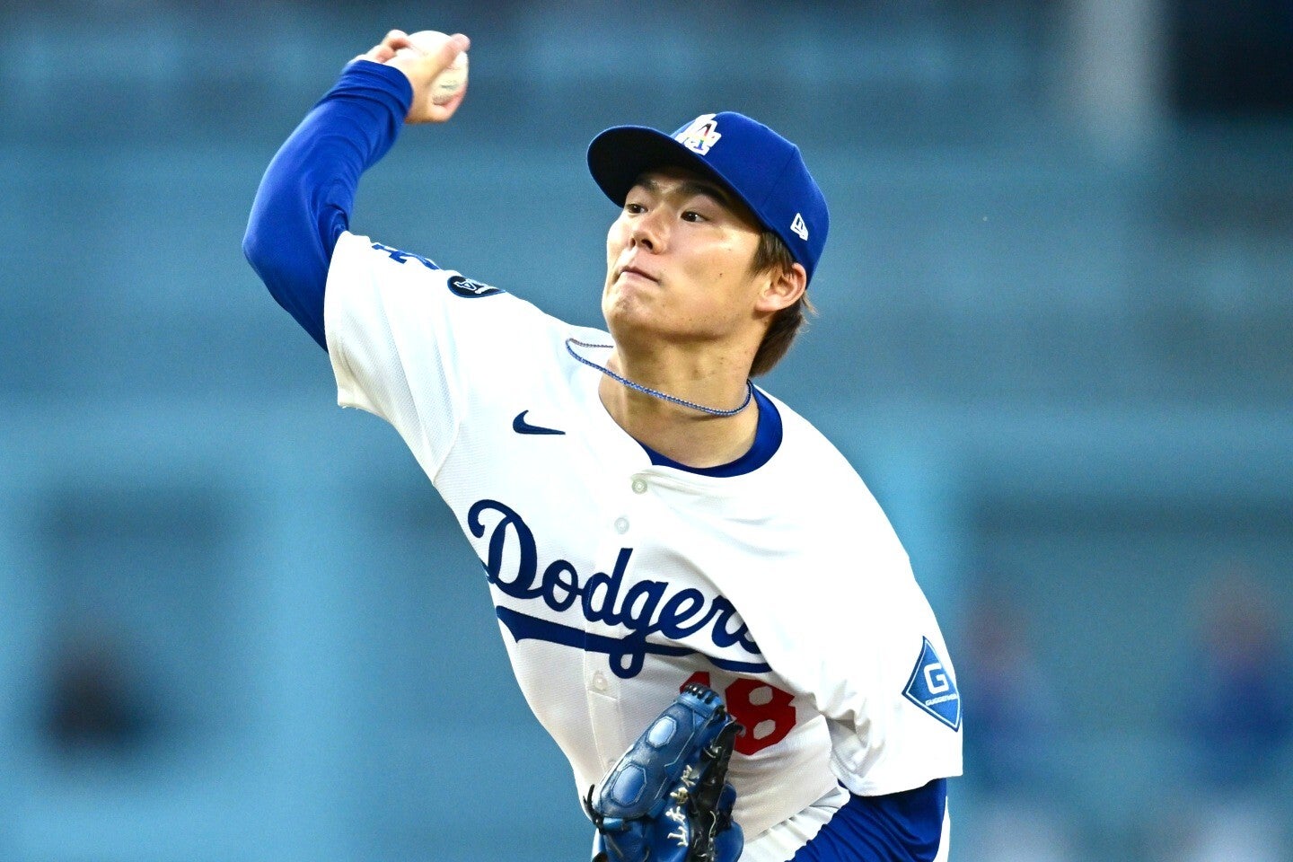 山本は７回途中まで投げ３失点だった。(C)Getty Images