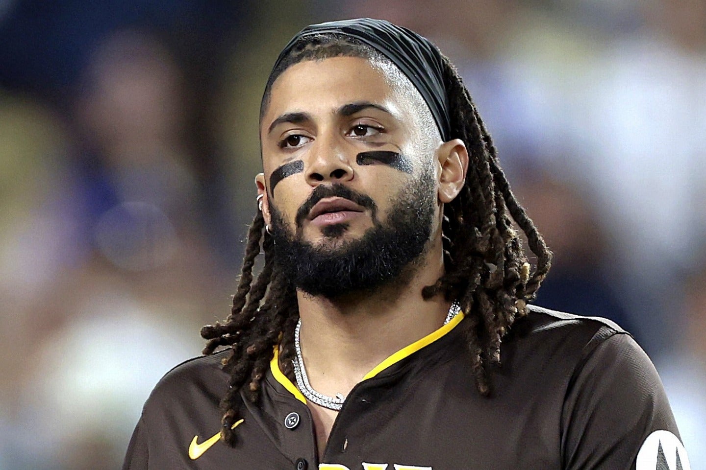 ドジャースとの試合後、死球の応酬について思わず本音を漏らしたタティースJr.。(C)Getty Images