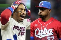 中南米の強豪でもWBCに向けた動きがみられている。写真は、プエルトリコ代表のリンドーア（メッツ）とキューバのボラノス。(C) Getty Images