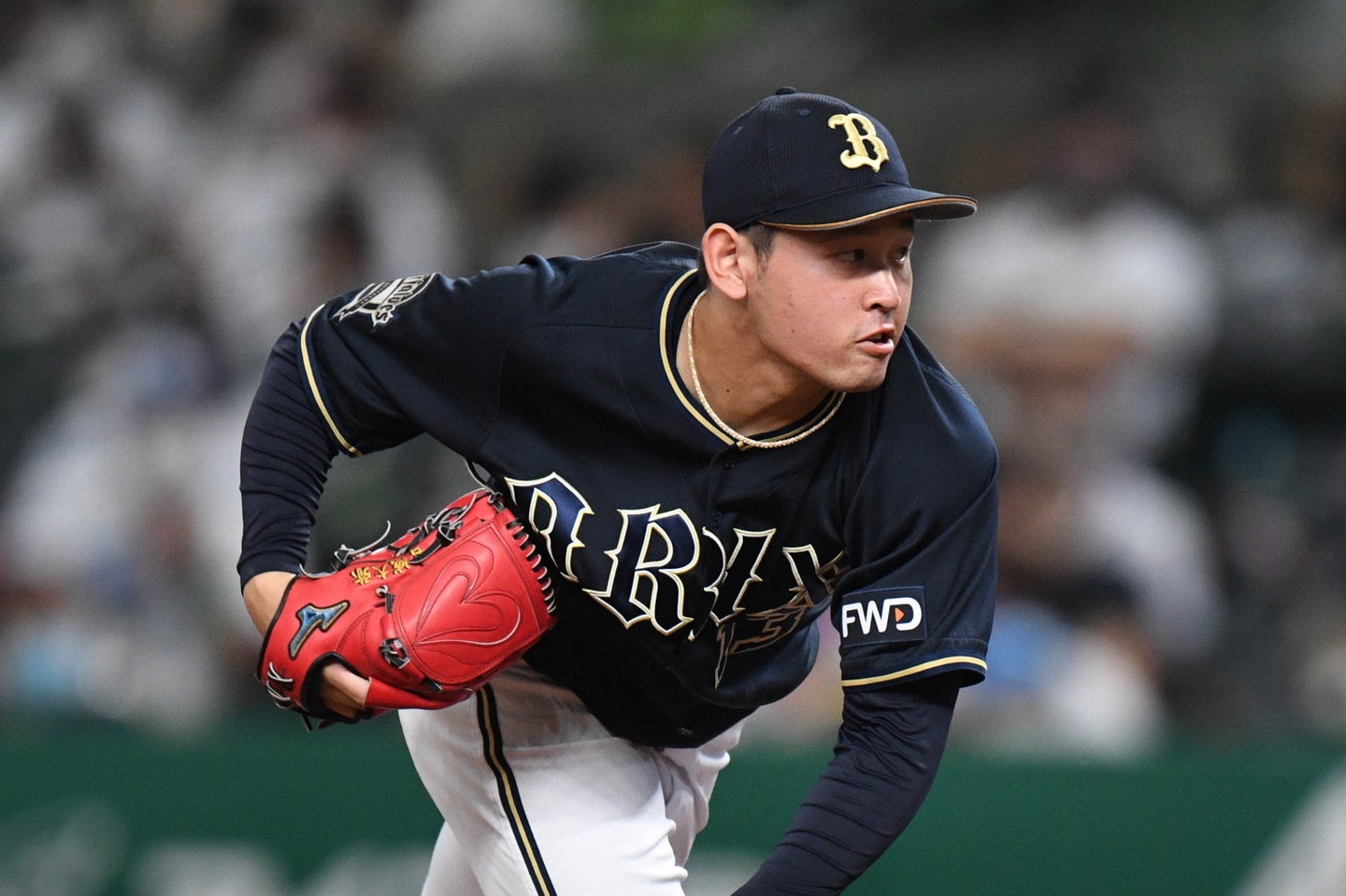 オリックスの左腕・宮城大弥。妹の弥生さんが人気俳優の中尾明慶さんと現地観戦した。写真：THE DIGEST写真部